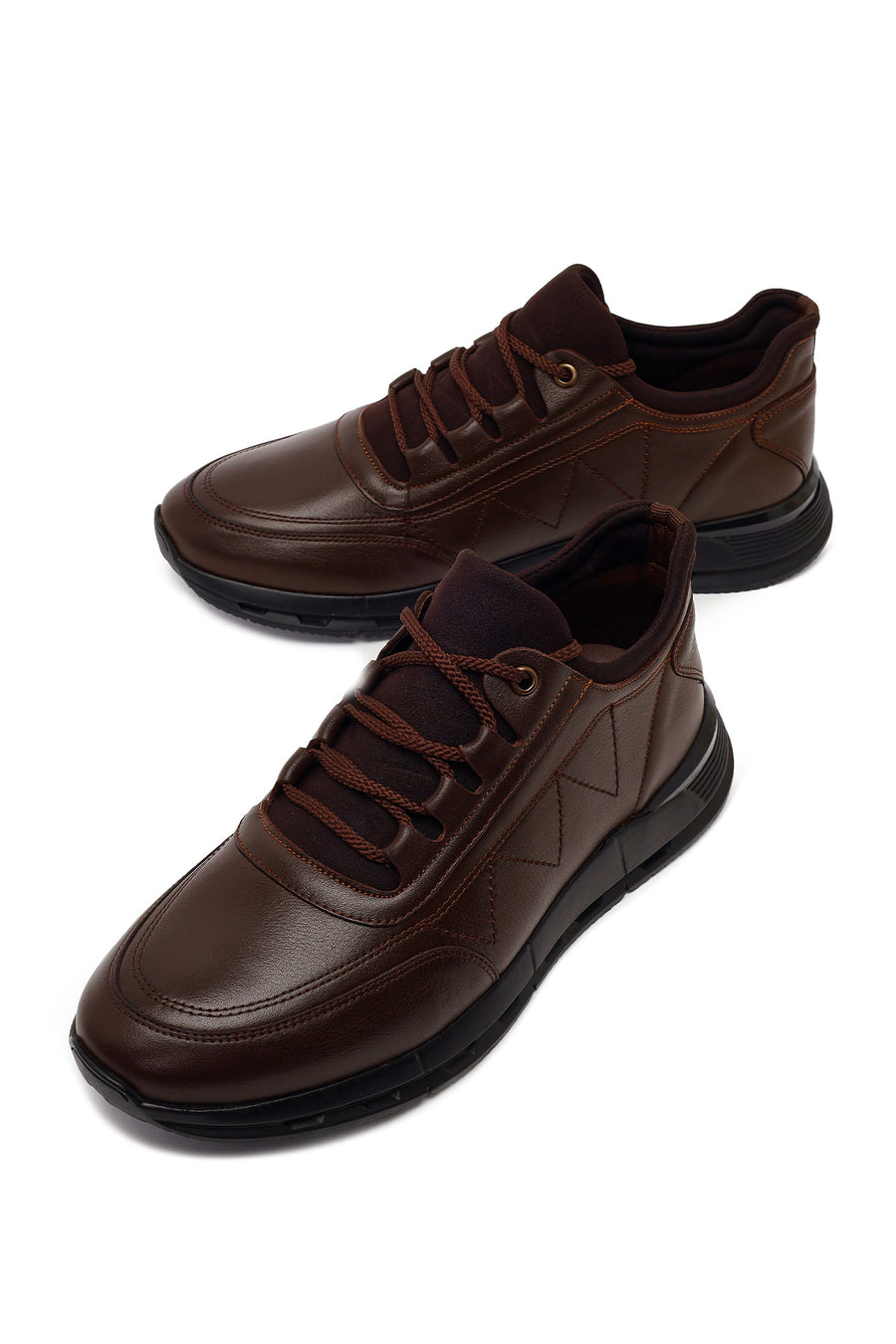 Male Brown Lace-up Leather Casual Sneaker