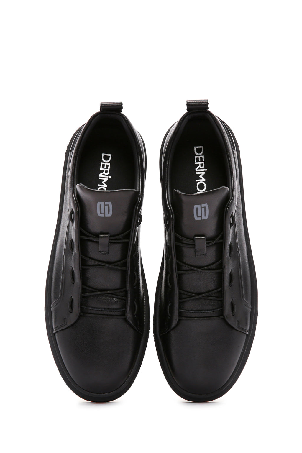 Erkek Siyah Bağcıklı Deri Sneaker