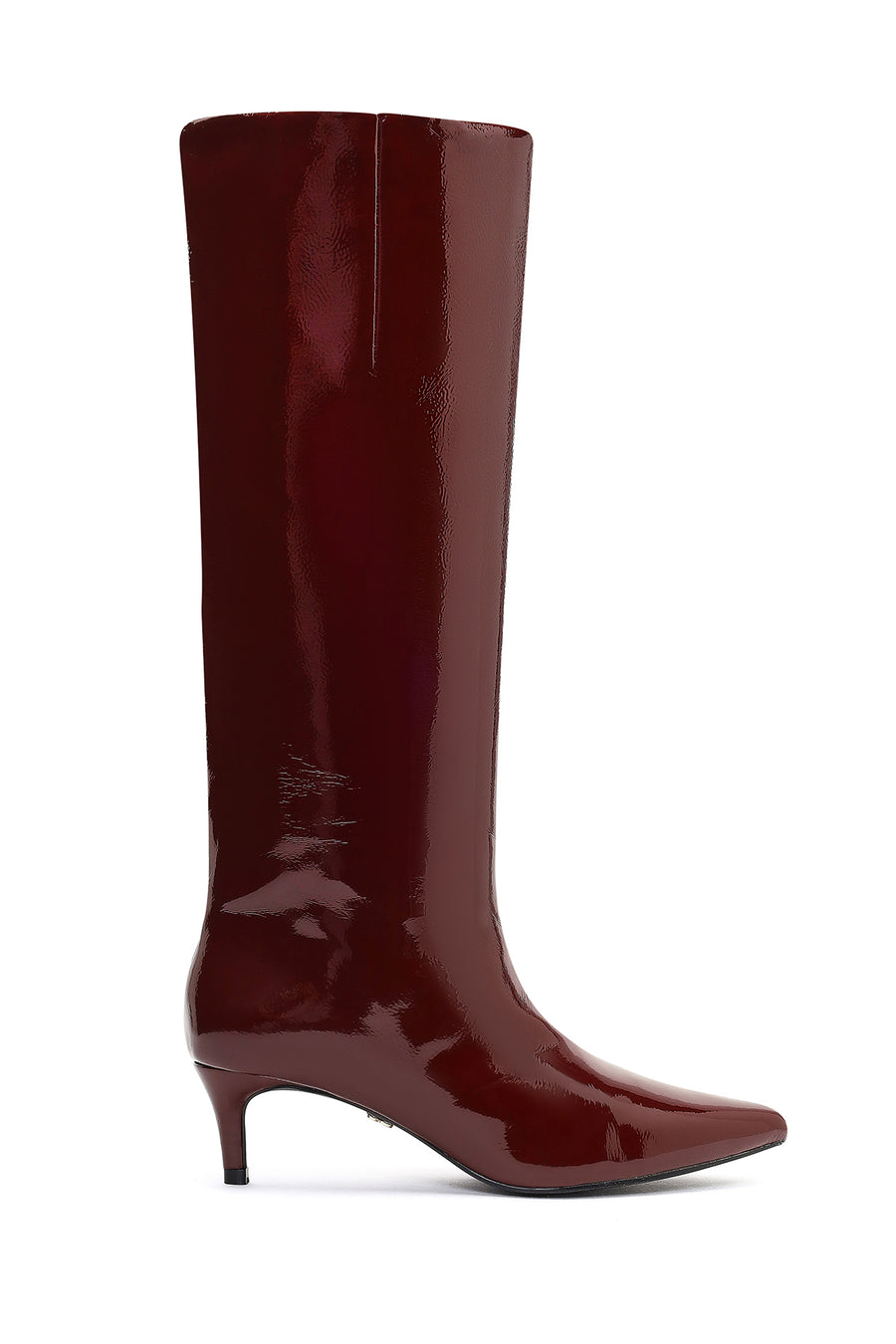 Kadın Bordo Kısa İnce Topuklu Rugan Çizme WF550003SR | Derimod