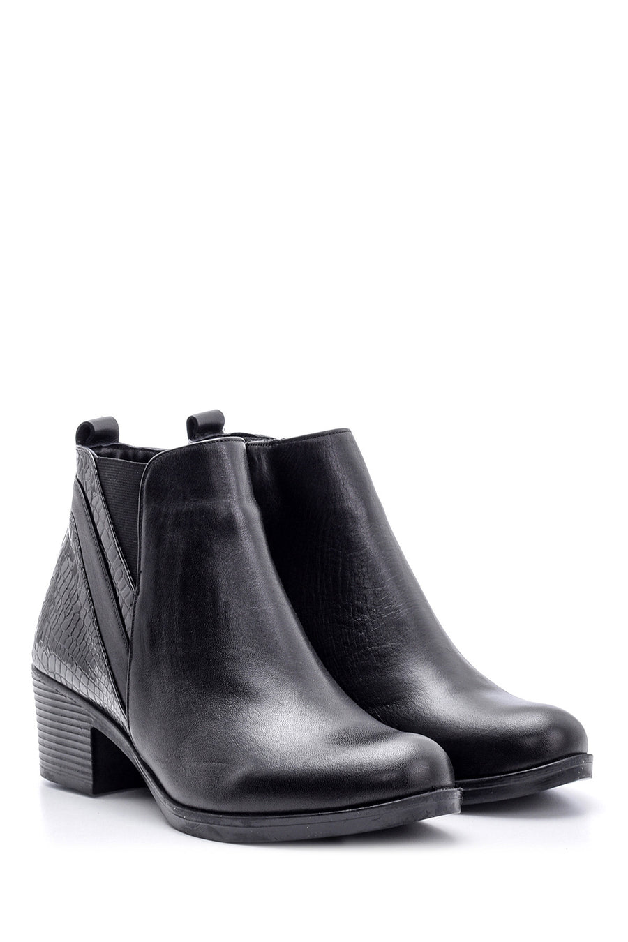 Women's Crocodile Detailed Heeled Leather Boots