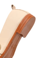 Women's Beige Stoned Leather Ballerinas | Derimod