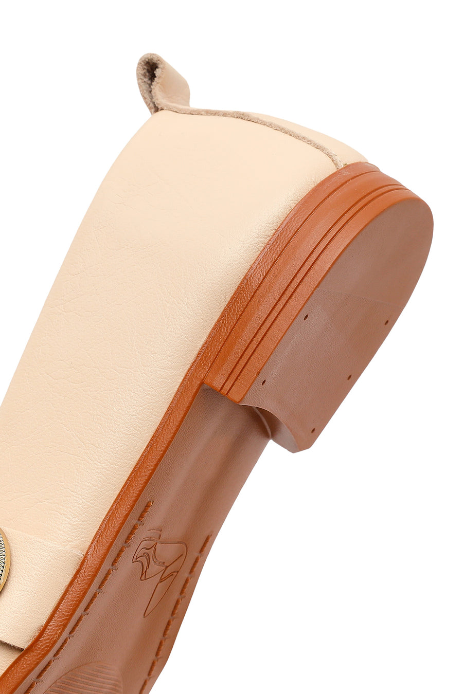 Women's Beige Stoned Leather Ballerinas