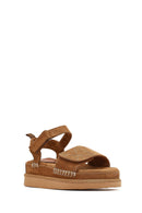 Women's Tan Thick-Soled Suede Sandals | Derimod