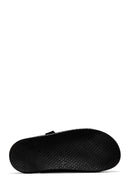 Men's Black Leather Slippers | Derimod