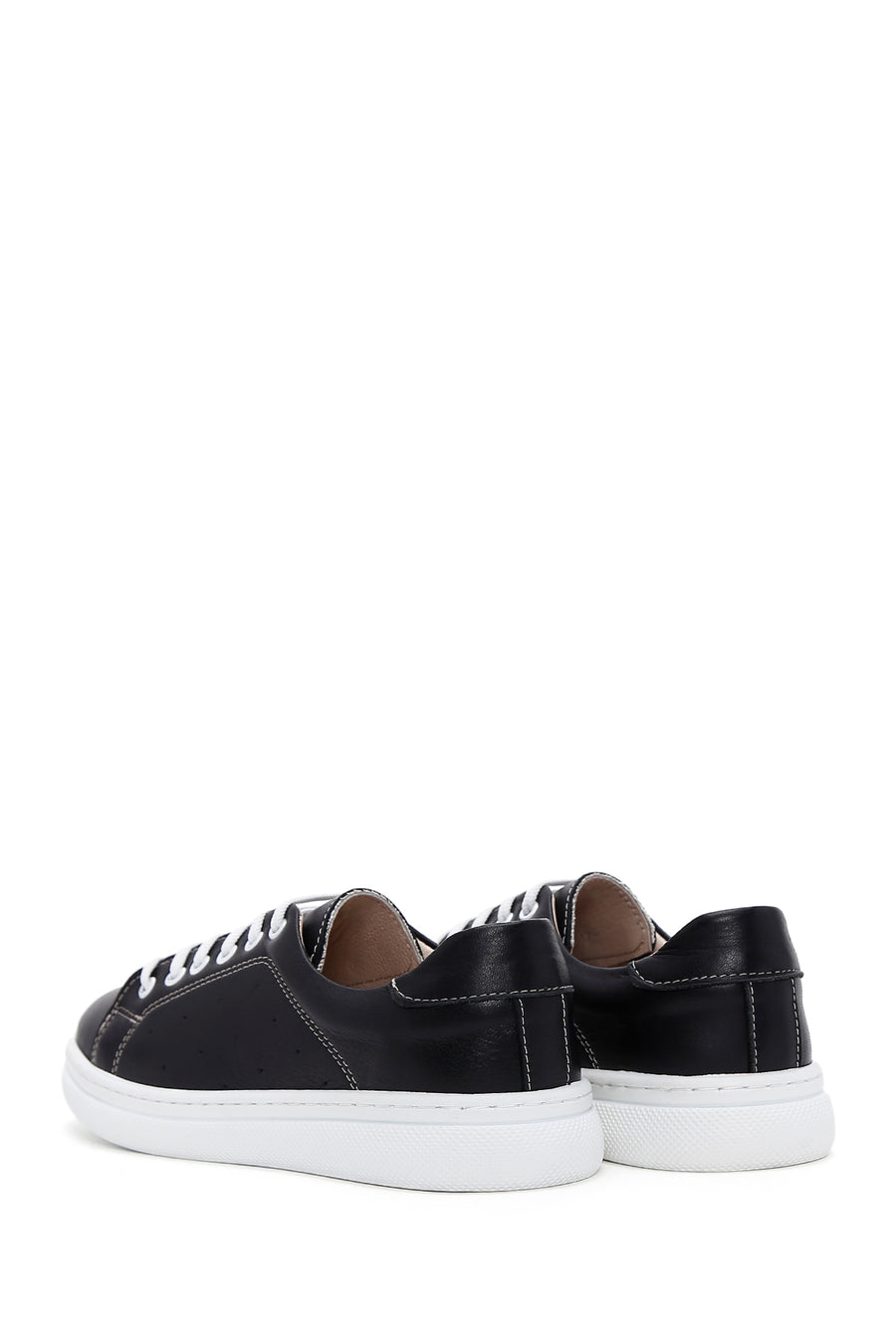 Kadın Siyahh Bağcıklı Deri Sneaker