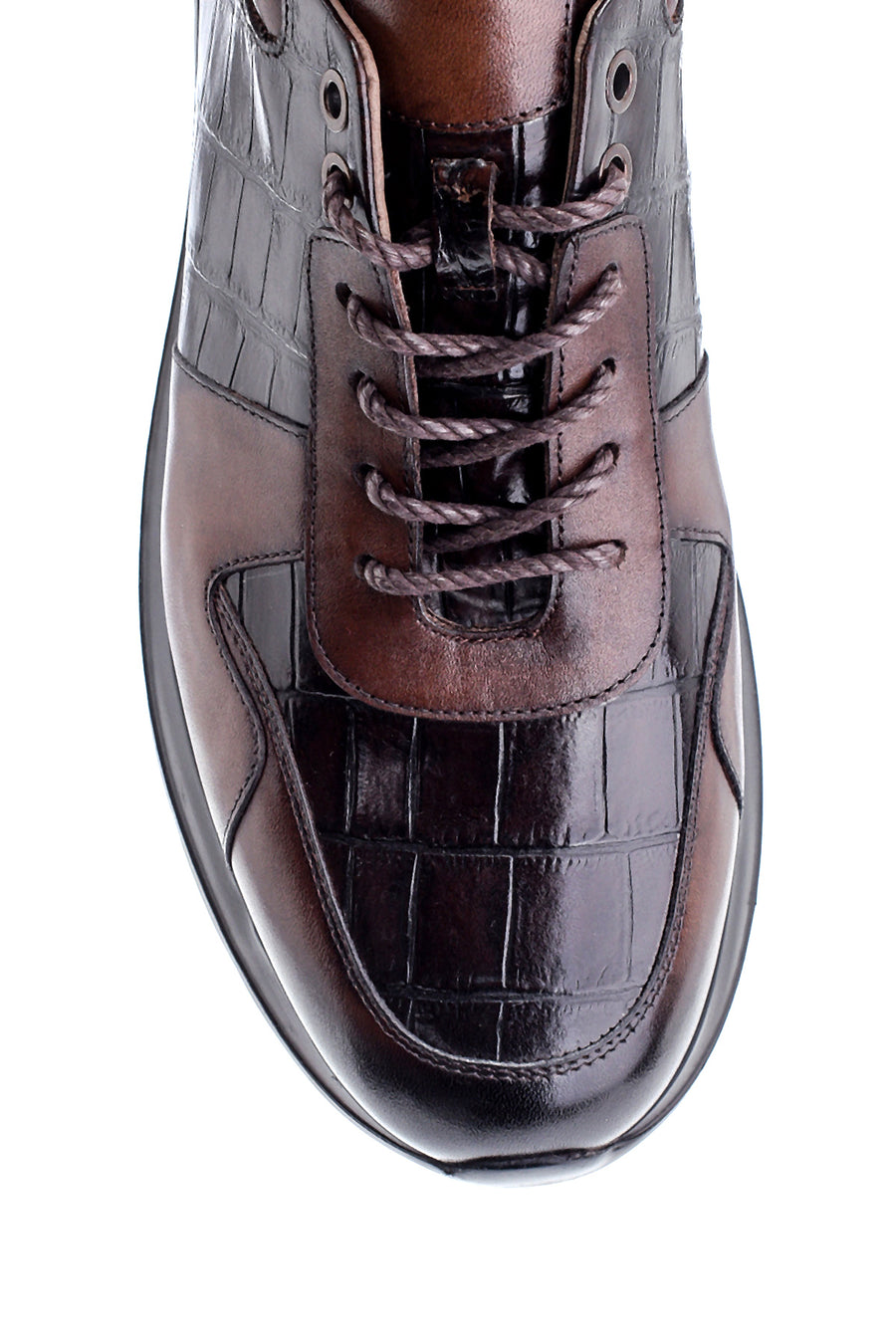 Erkek Deri Kroko Desenli Sneaker
