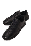 Erkek Siyah Bağcıklı Deri Sneaker | Derimod