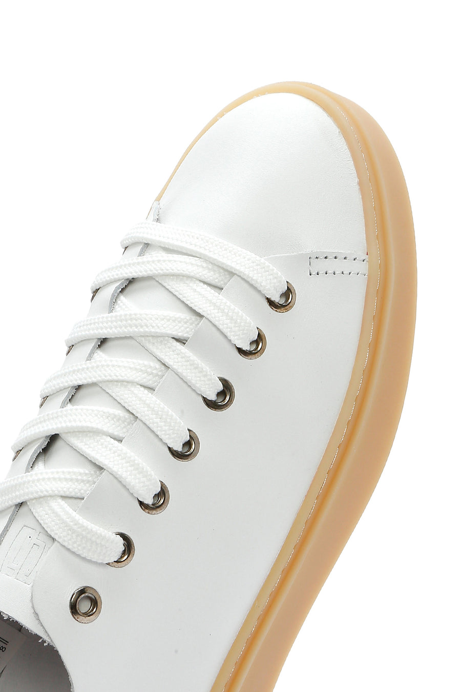 Erkek Beyaz Bağcıklı Deri Sneaker