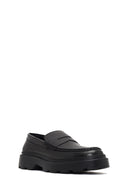 Men's Black Thick-Soled Leather Loafer | Derimod