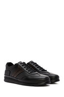 Erkek Siyah Bağcıklı Deri Sneaker | Derimod