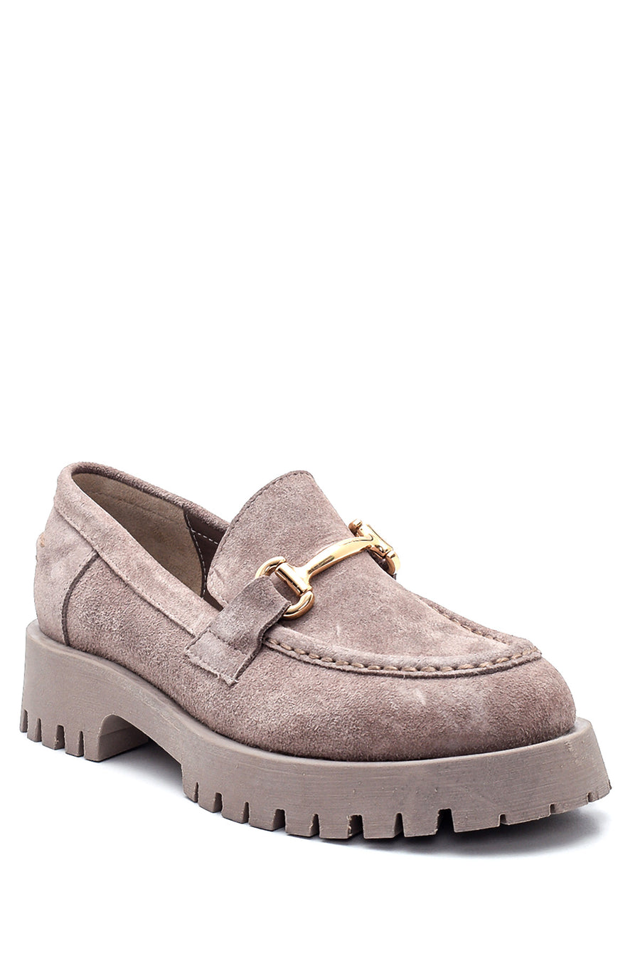 Kadın Deri Süet Tokalı Loafer