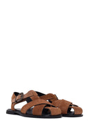 Woman Mink Ankle-Strap Buckled Suede Leather Sandals | Derimod