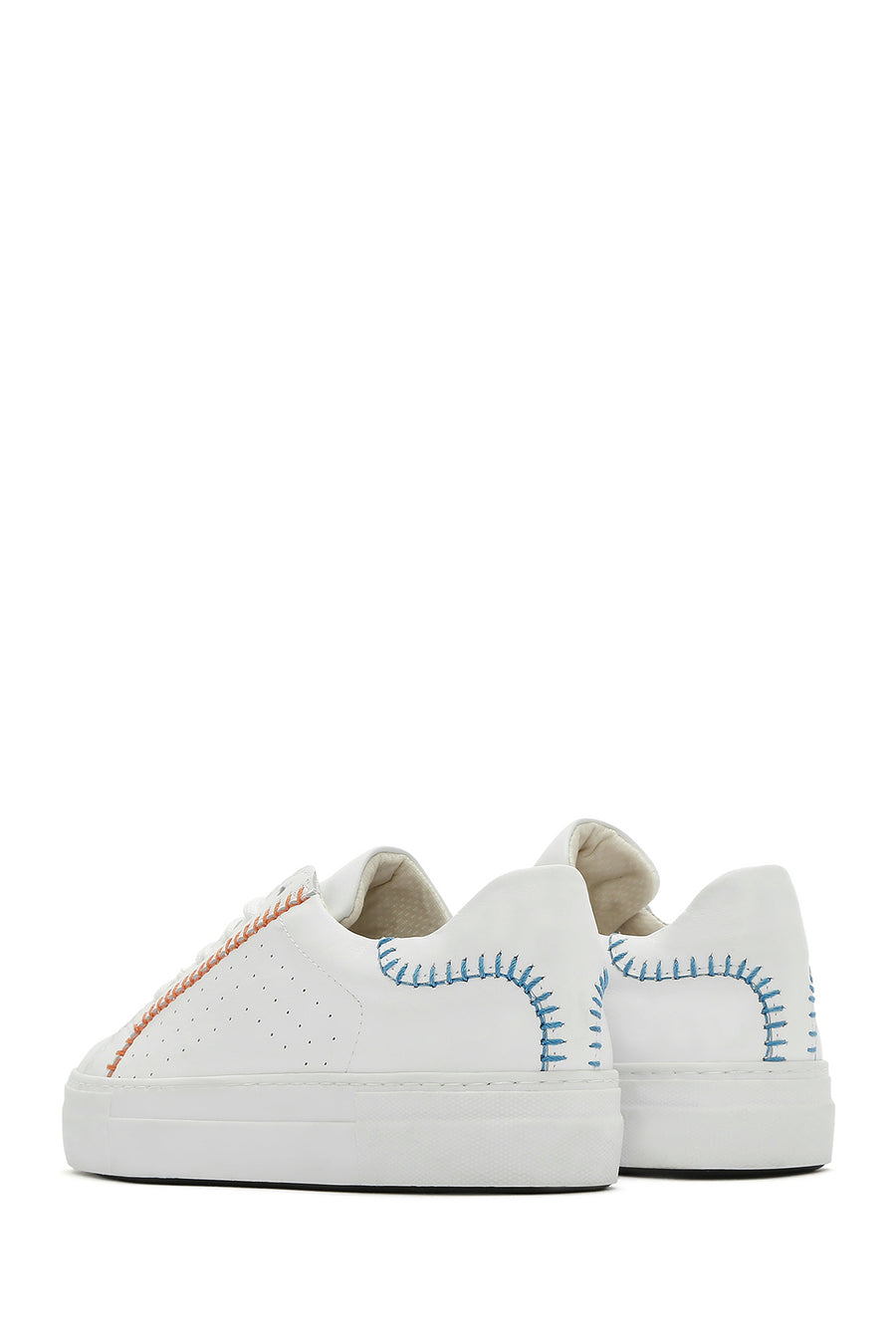 Kadın Beyaz Bağcıklı Deri Sneaker
