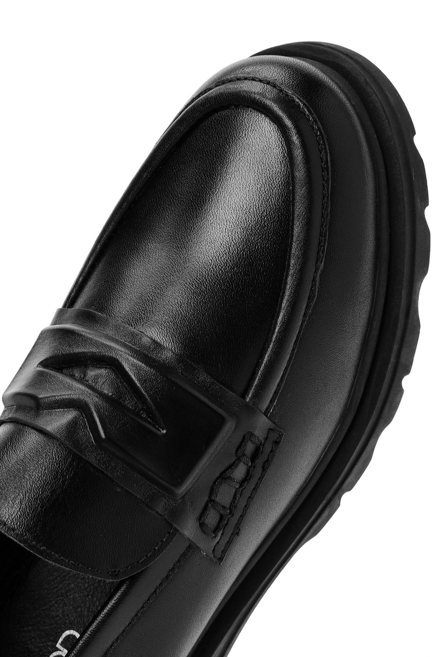Women's Black Leather Masculine Loafer