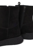 Woman Black Zip Closure Thick-Soled Suede Boots | Derimod