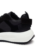 Woman Black Lace-up Thick-Soled Leather Sneaker | Derimod