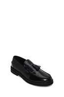 Male Black Tasselled Leather Loafer | Derimod