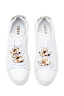 Kadın Beyaz Deri Zincirli Sneaker | Derimod