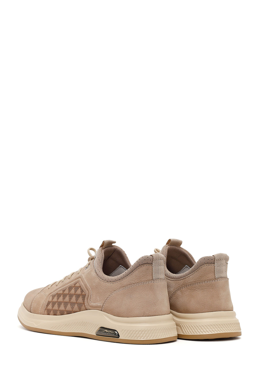 Erkek Vizon Bağcıklı Baskılı Nubuk Deri Sneaker