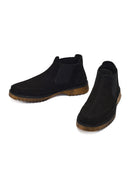 Male Black Nubuck Leather Chelsea Boots | Derimod