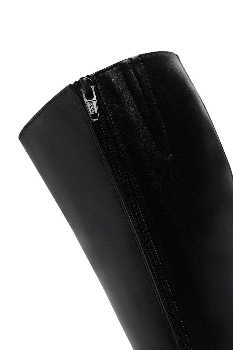 Women's Black Zippered Thin Heeled Leather Boots