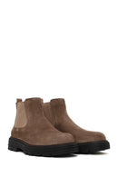Male Mink Thick-Soled Suede Casual Chelsea Boots | Derimod