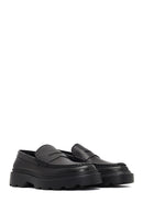 Men's Black Thick-Soled Leather Loafer | Derimod
