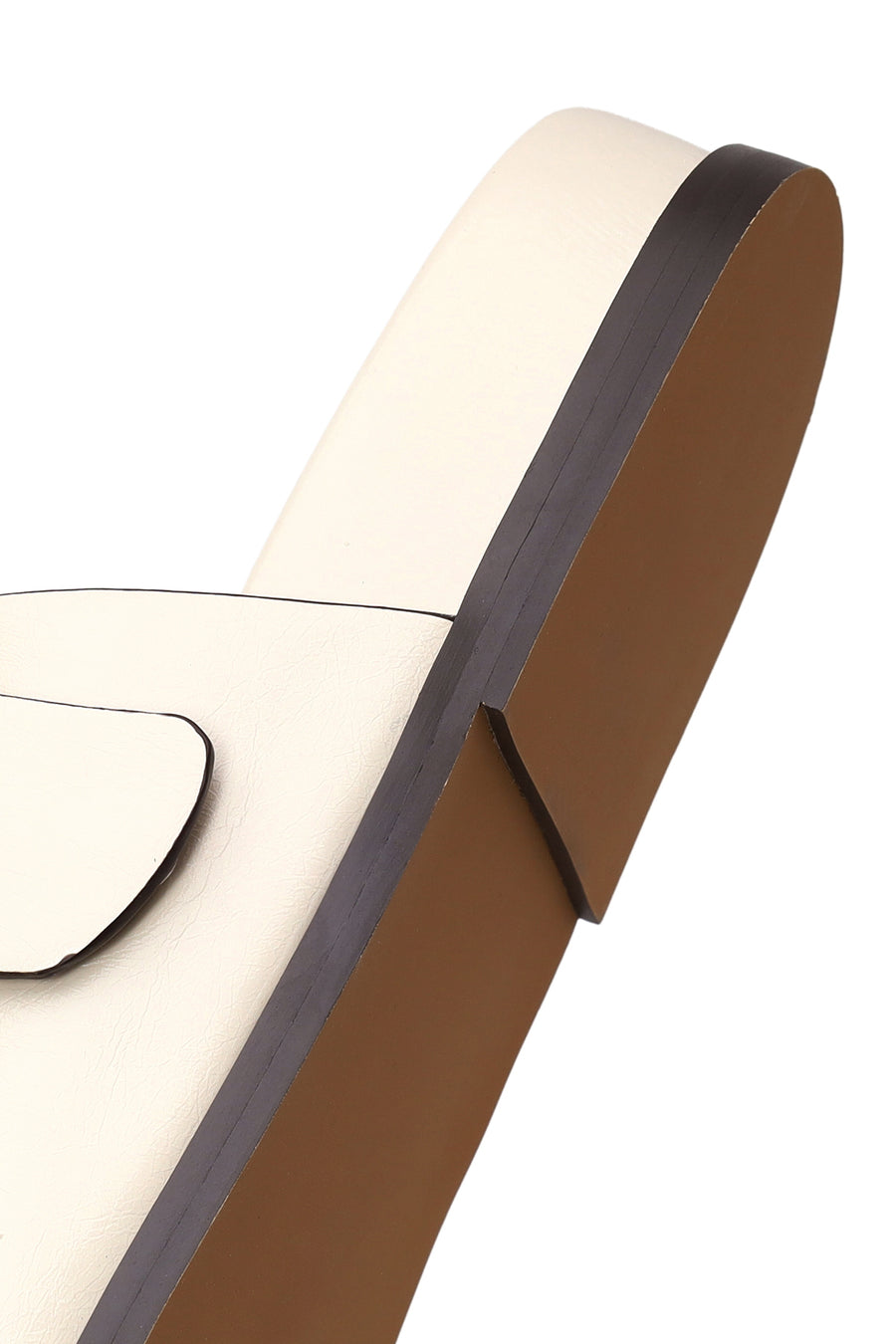 Woman Cream Double-Buckle Slippers