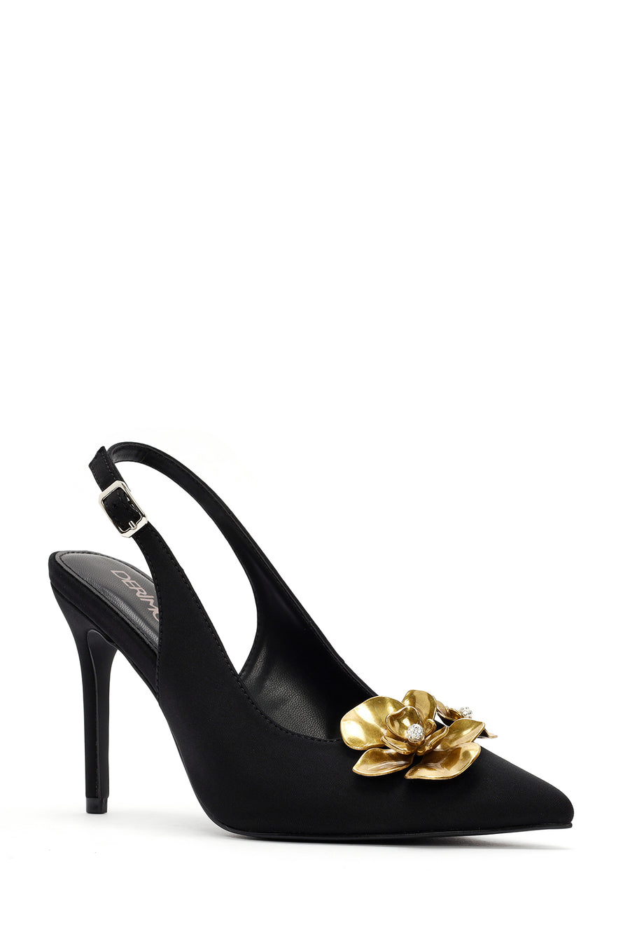Women's Black Accessory Detailed Open Back Thin Heeled Shoes