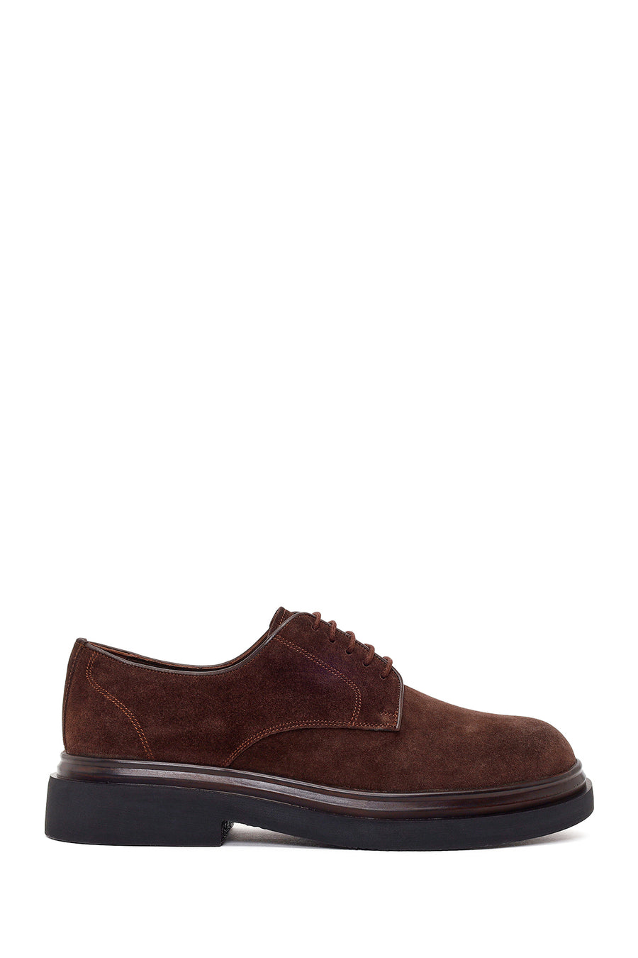 Male Brown Lace-Up Thick-Soled Suede Casual Shoes WM770008DS | Derimod