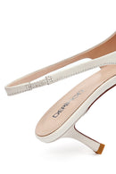 Women's Cream Slingback Thin Heel Leather Shoes | Derimod