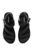Women's Black Leather Comfort Sandals | Derimod