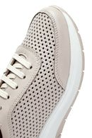 Kadın Krem Bağcıklı Kalın Tabanlı Deri Sneaker | Derimod