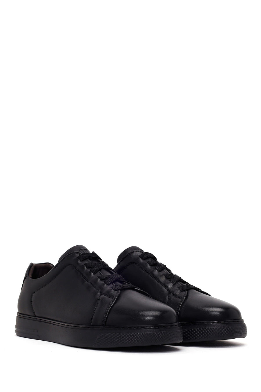 Erkek Siyah Bağcıklı Deri Sneaker