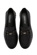 Kadın Siyah Tokalı Deri Comfort Loafer | Derimod
