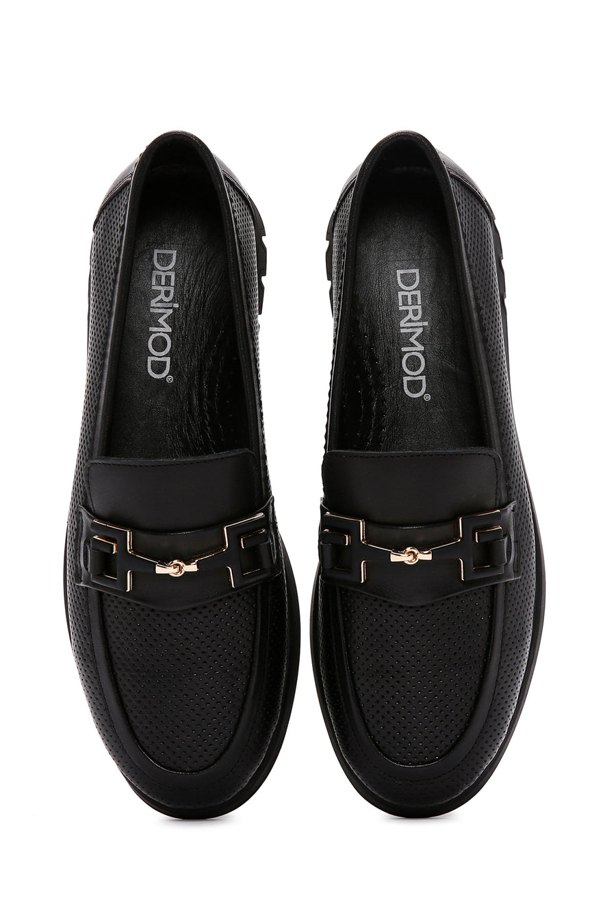 Kadın Siyah Tokalı Deri Comfort Loafer