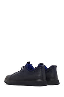 Erkek Lacivert Bağcıklı Deri Sneaker | Derimod