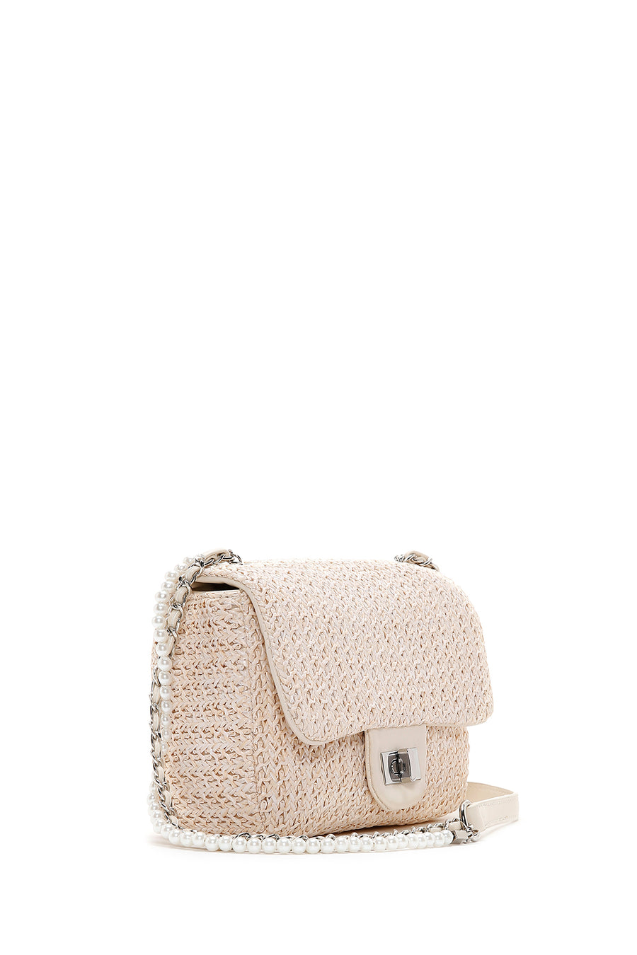 Women's Cream Long Strap Straw Crossbody Bag