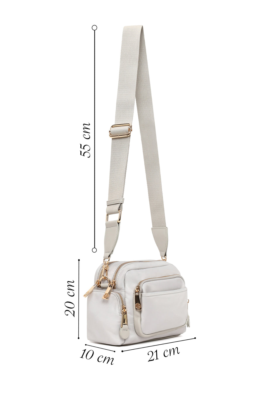 Woman Gray Fabric Mini Crossbody Bag