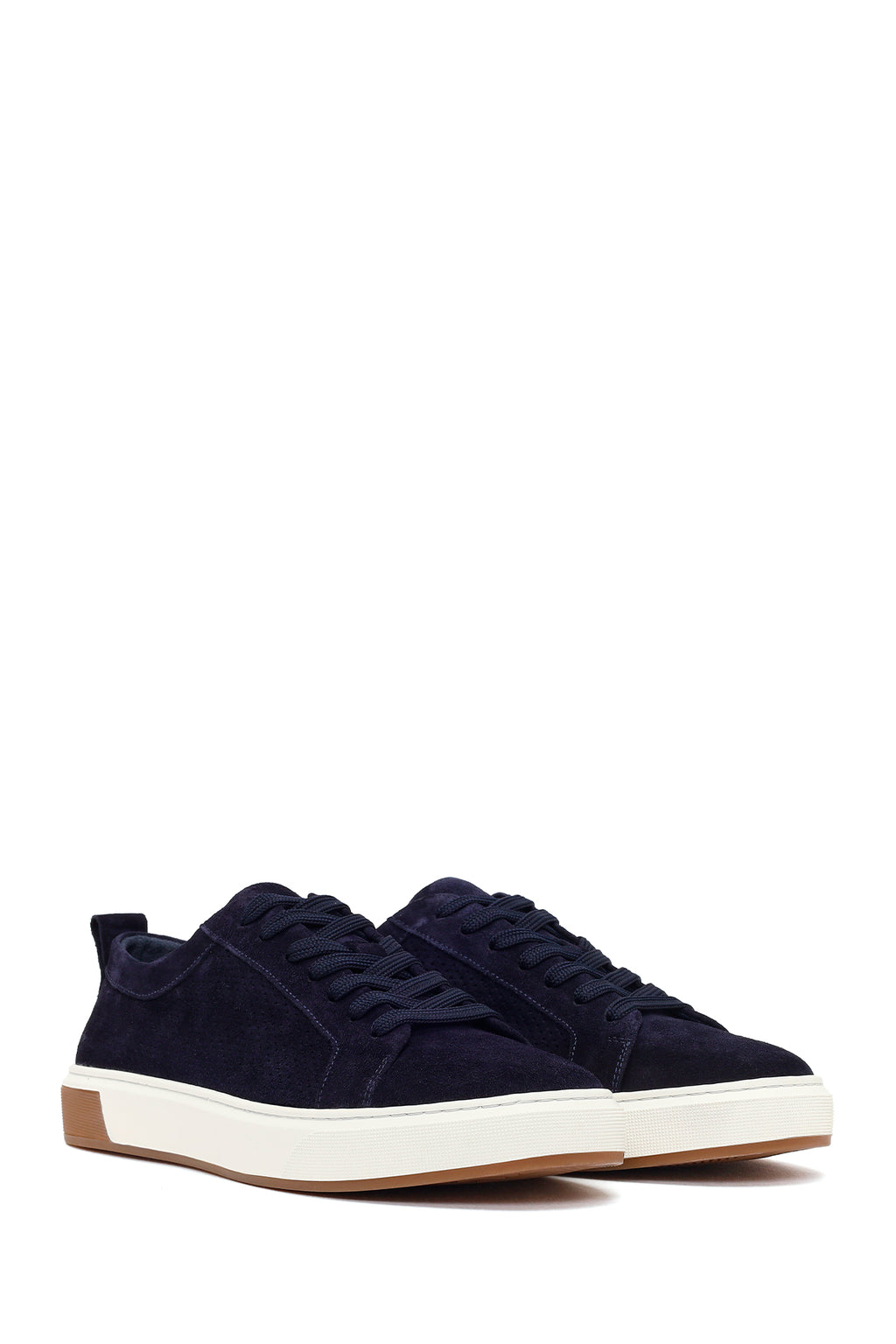 Erkek Lacivert Bağcıklı Süet Deri Sneaker