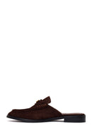 Woman Brown Suede Slipper | Derimod
