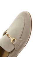 Women's Beige Suede Leather Masculine Loafer | Derimod