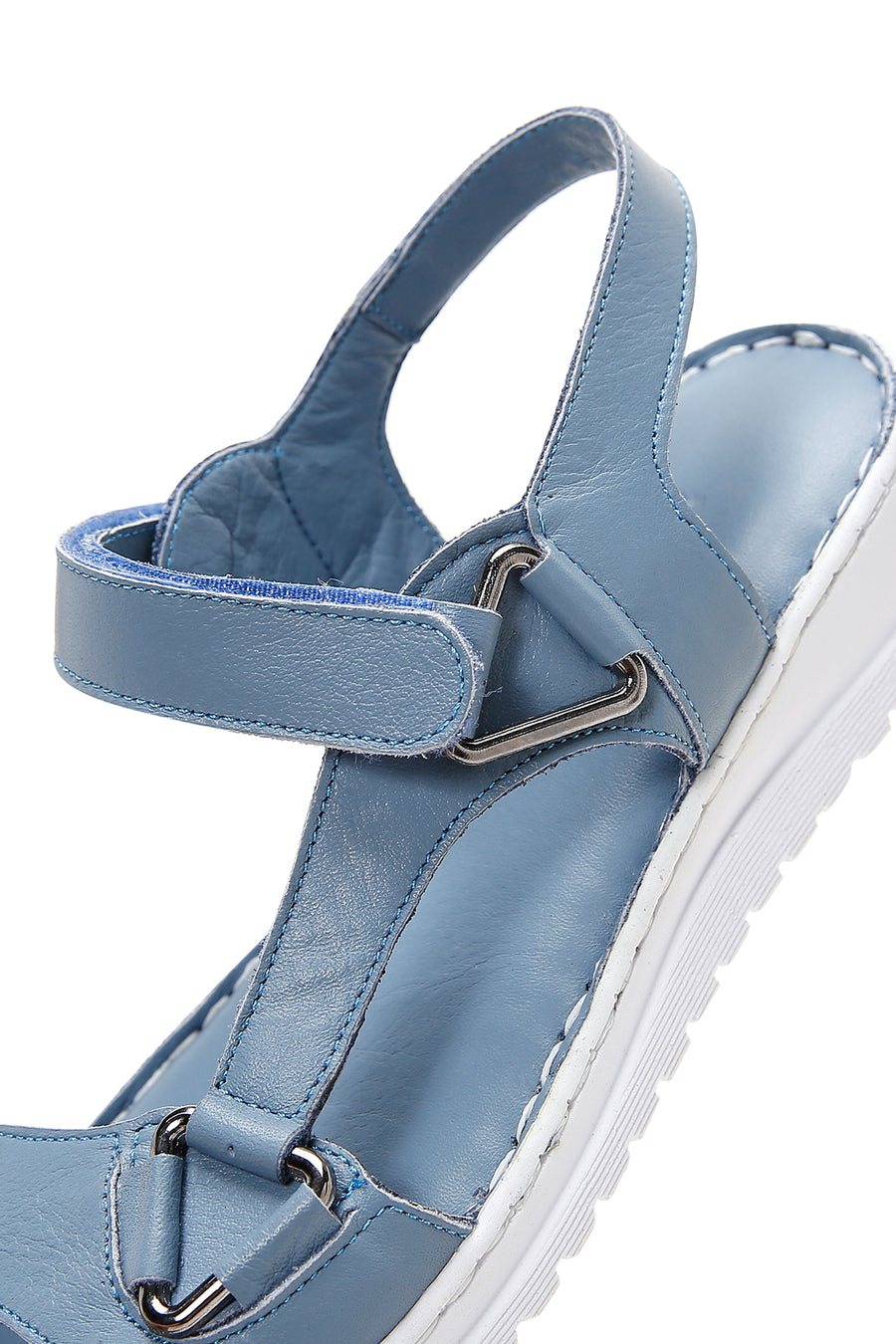 Women's Blue Leather Comfort Sandals