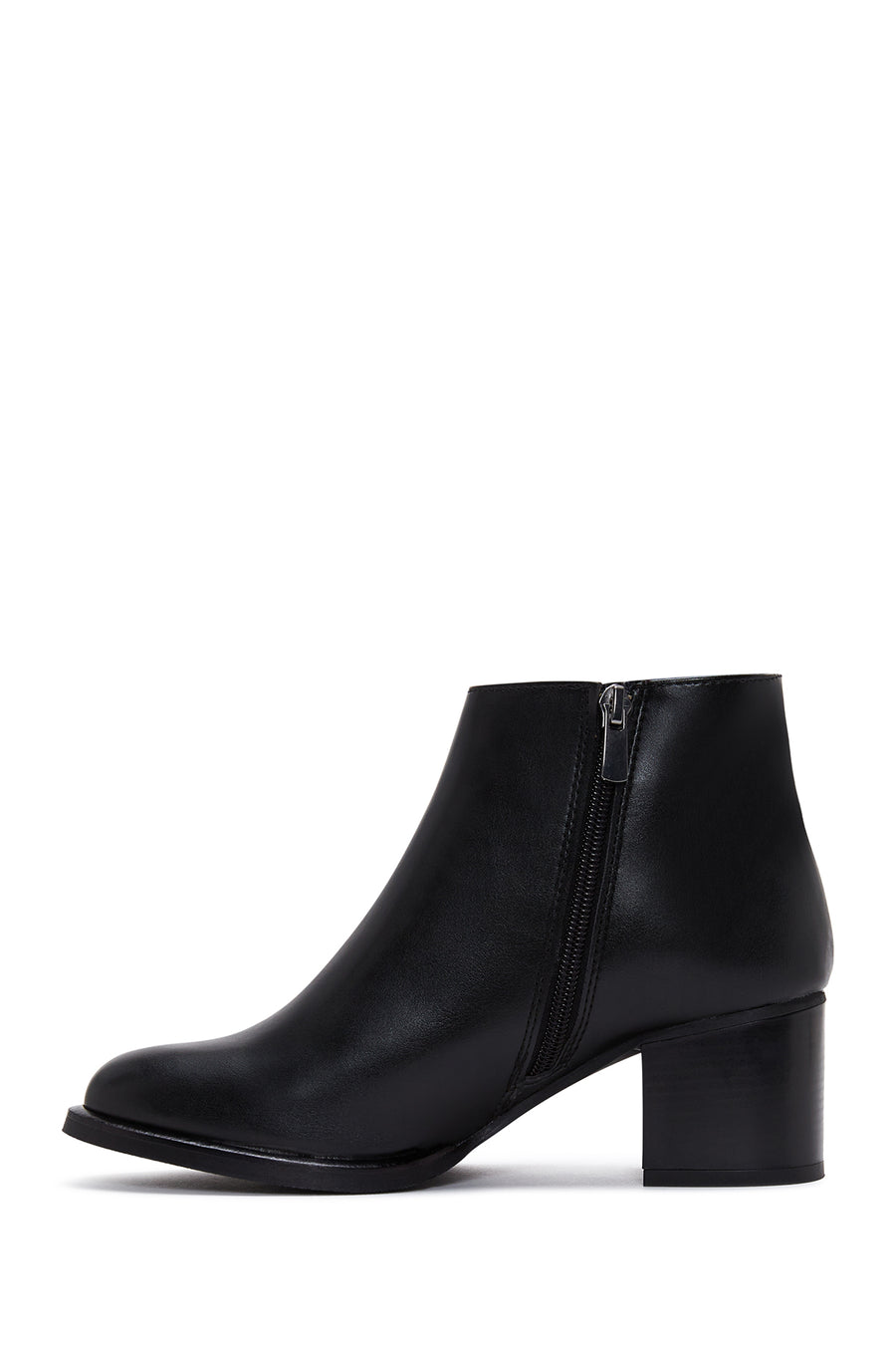 Women's Black Zipper Heeled Classic Boots