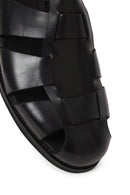 Derimod Black Male Black Leather Buckled Summery / Summer Shoes | Derimod