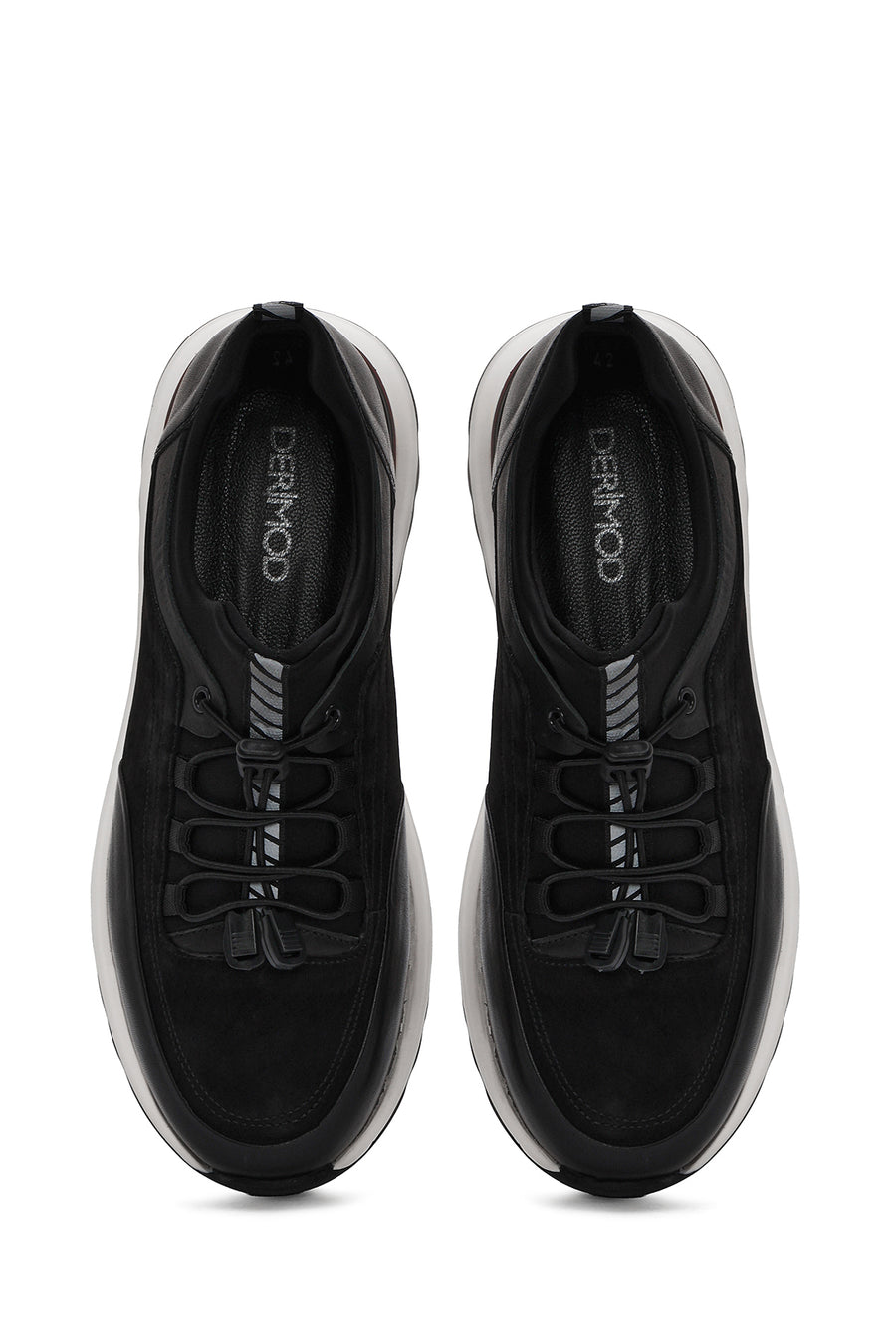 Erkek Siyah Bağcıklı Deri Sneaker