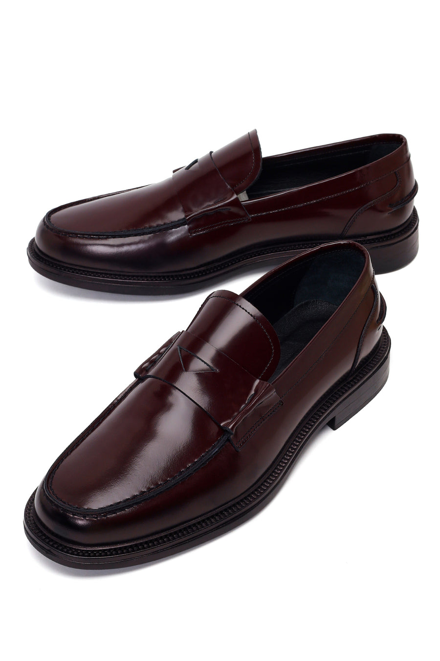 Erkek Bordo Deri Klasik Loafer