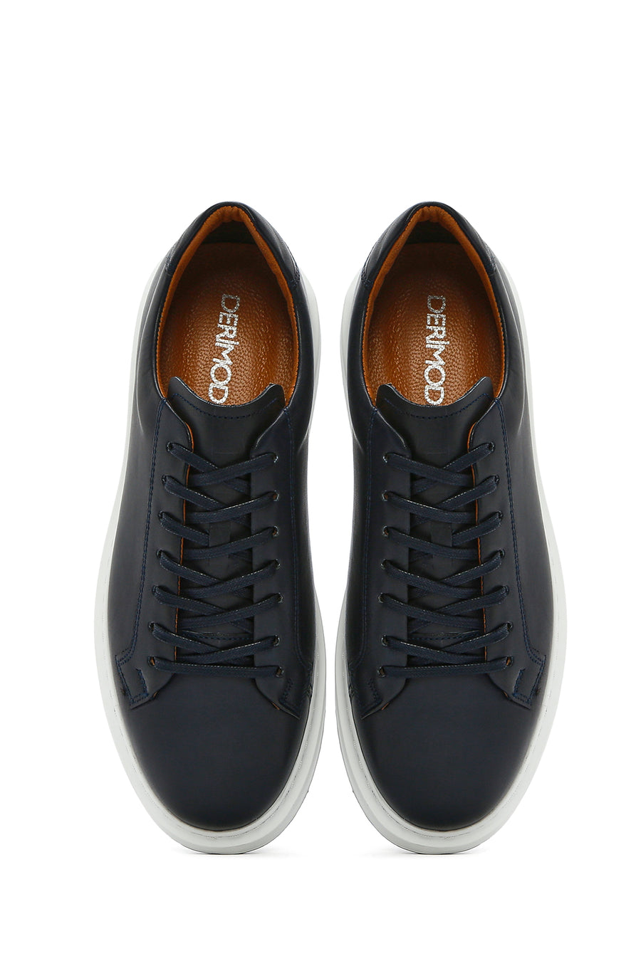 Men's Navy Blue Lace-Up Leather Sneaker