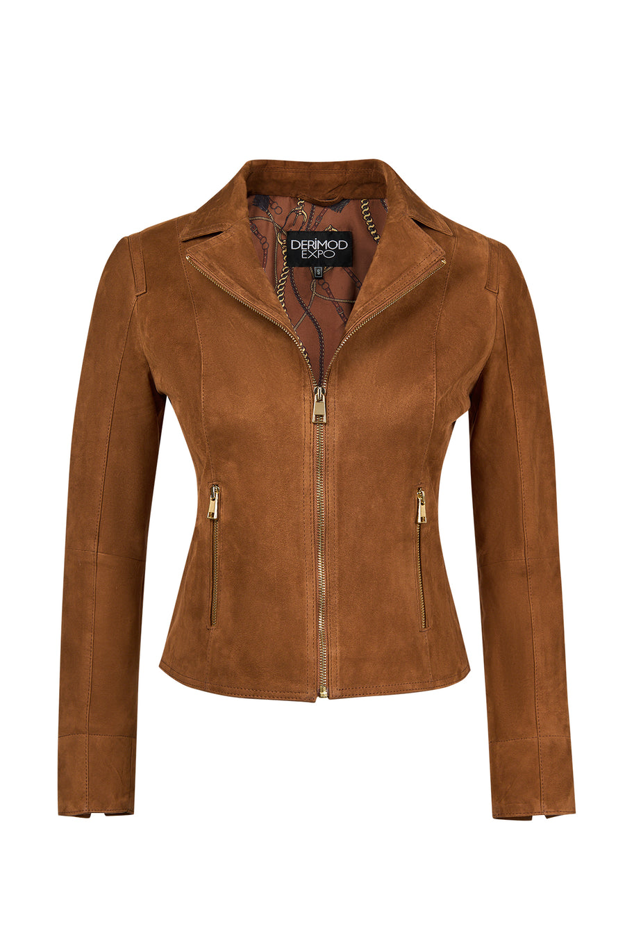 Lara Woman Camel Short Suede Leather Jacket