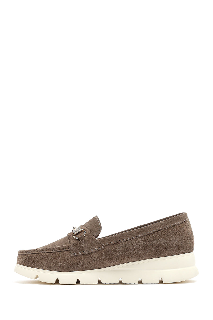 Kadın Vizon Dolgu Topuklu Süet Deri Comfort Loafer